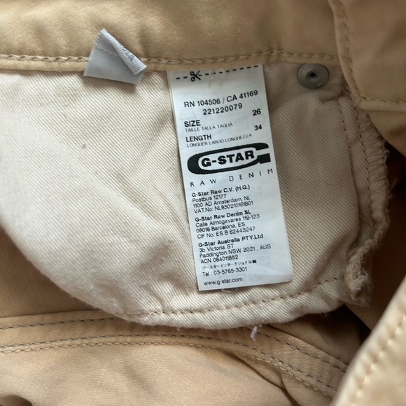 G Star Raw Denim Beige pants for women Sz. 26 - Picture 6 of 10